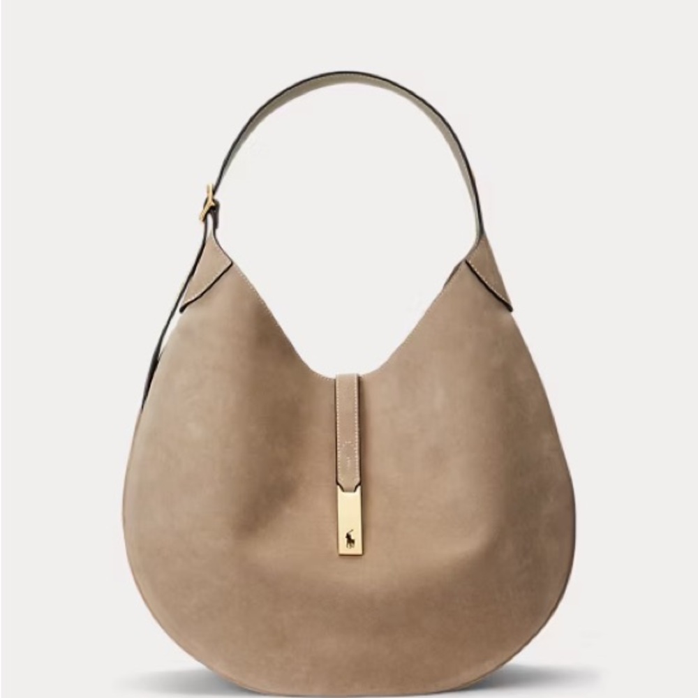 Ralph Lauren Polo ID Suede Large Shoulder Bag